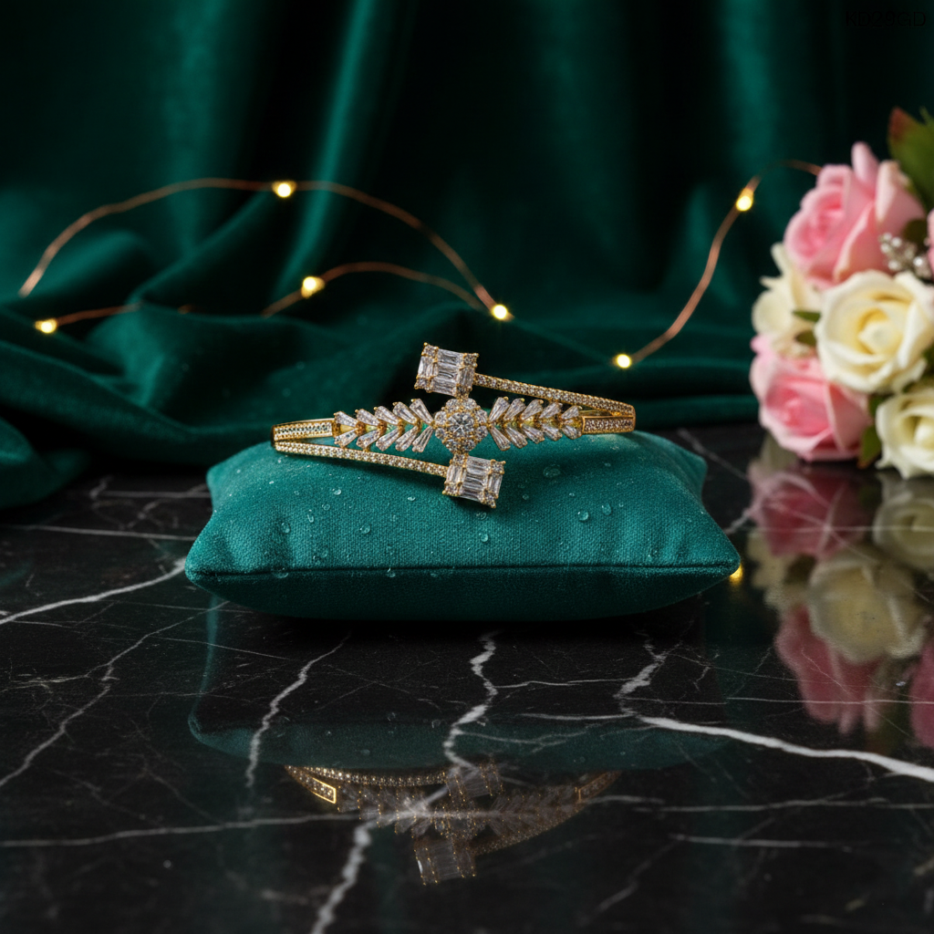 Crossed Beauty Kada - Gold